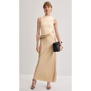 chinese dress ladies Rosa Halter Linen Midi Dress-Burnt Orange